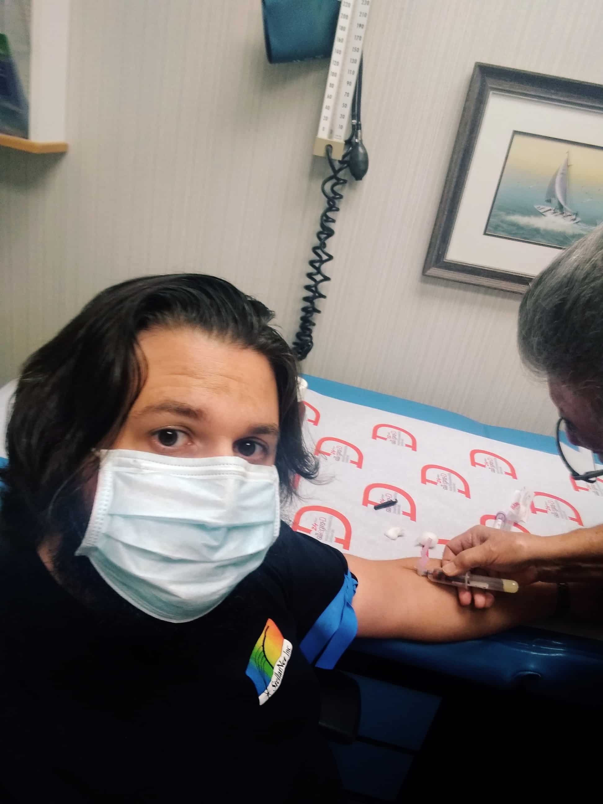 David getting blood drawn