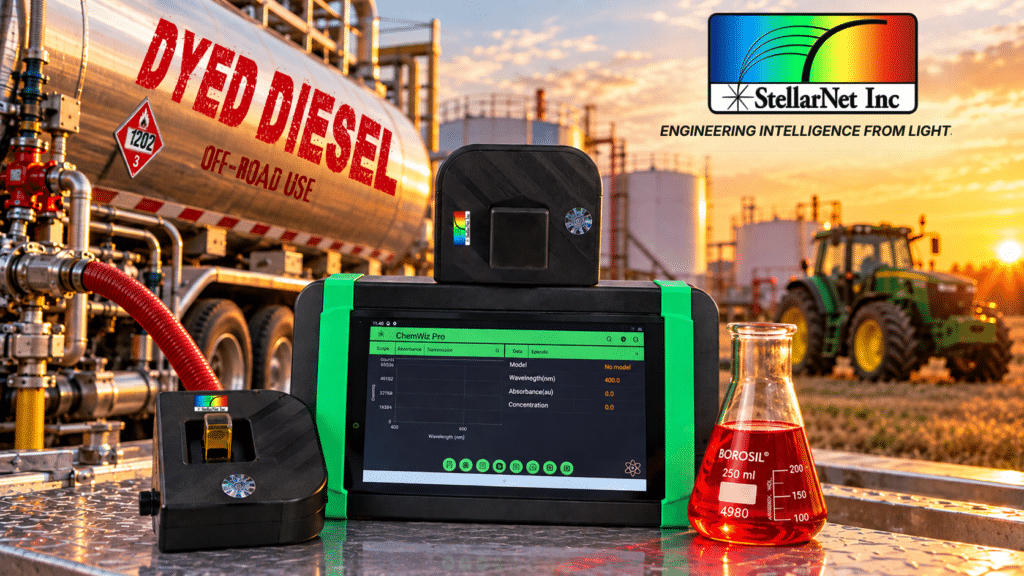 Red dyed diesel testing with portable visible spectrophotometer