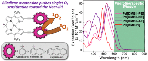 Synthesis, Spectroscopic, and 1O2 Sensitization Characteristics of Extended Pd(II) 10,10-Dimethylbiladiene Complexes Bearing Alkynyl–Aryl Appendages